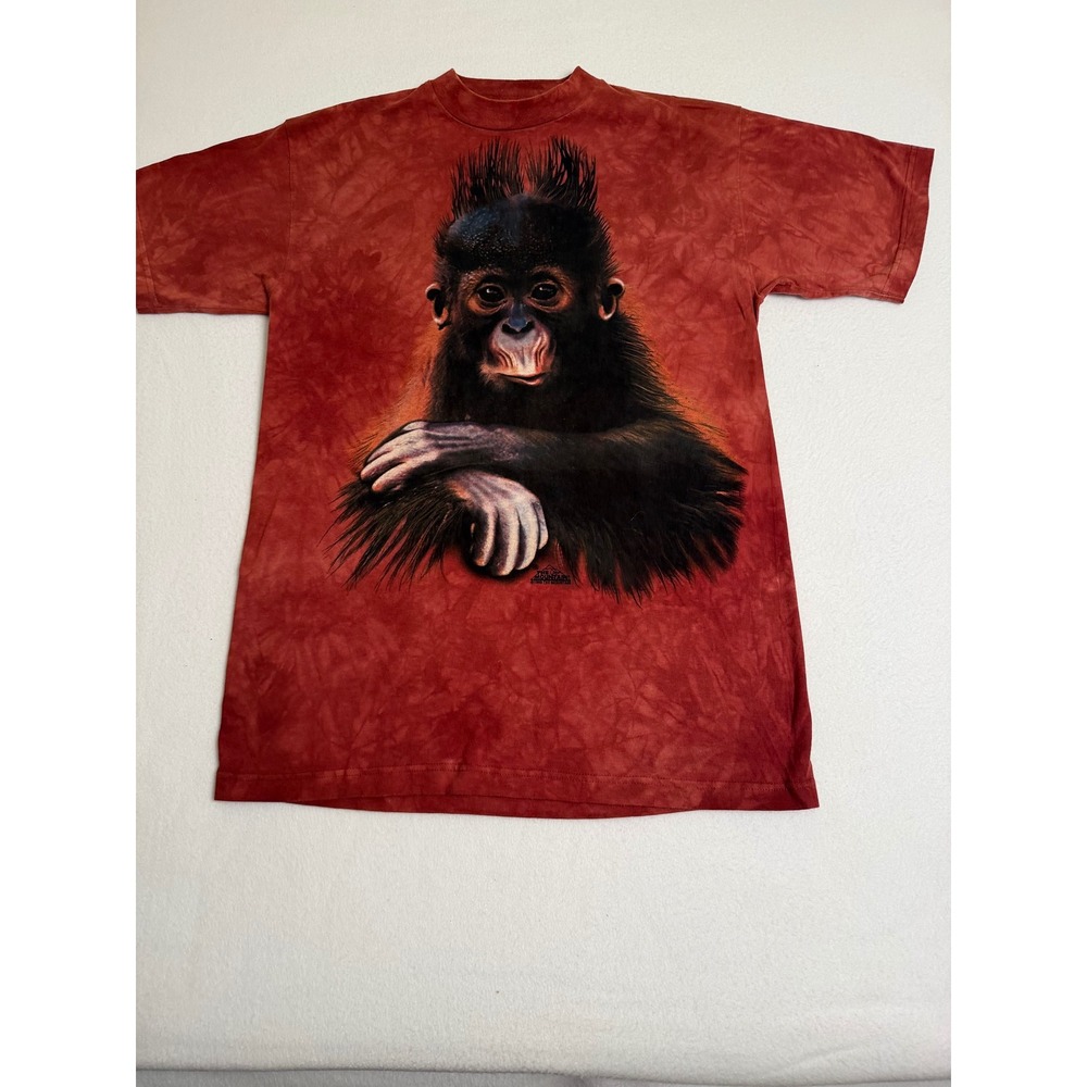 Vintage 1998 The Mountain Orangutan Tie Dye T-Shirt Red Mens Large 90s Animal